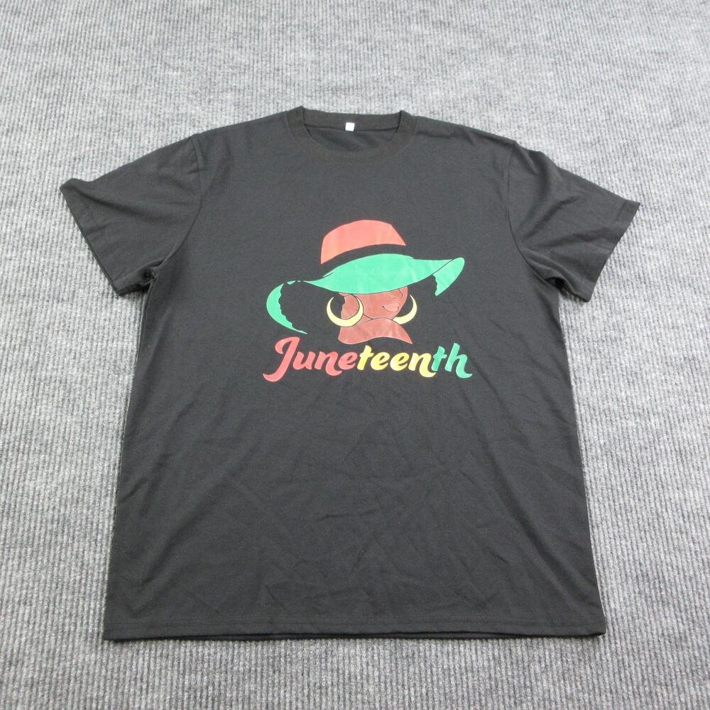 Juneteenth Shirt Mens XL Black Cotton Crew Neck Lightweight Summer Graphic Tee